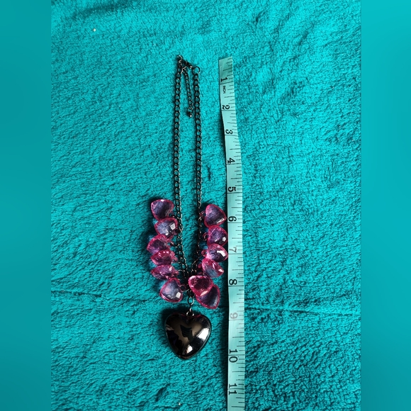 Gunmetal Heart Pendant with little Pink Hearts - Picture 3 of 3